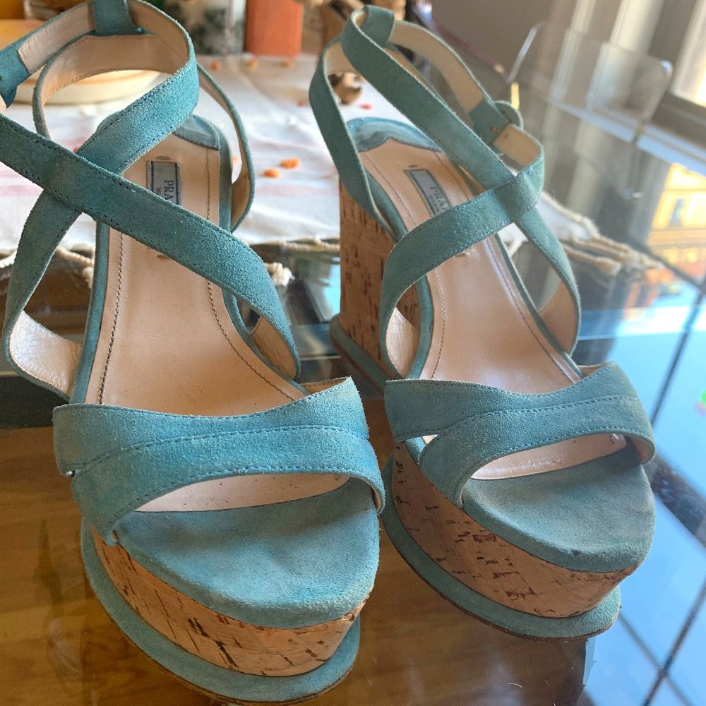 Prada Aqua Blue Platforms